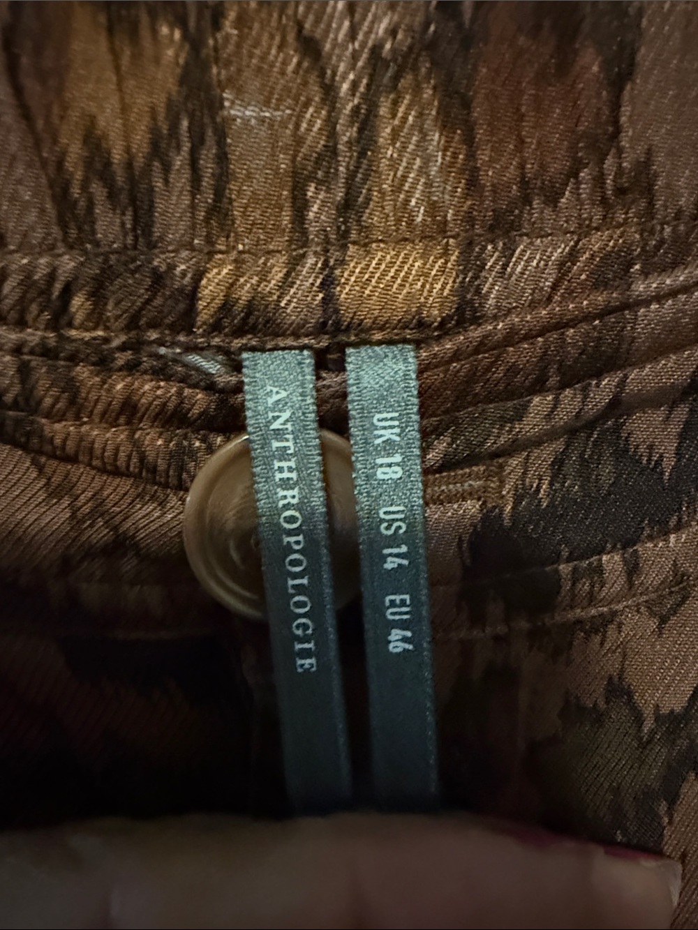 Anthropologie Brown Printed Wide-Leg Cargo Trousers - Picture 8 of 15